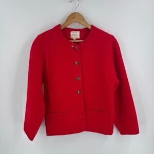 Vintage Tally-Ho Red Wool Blazer Made in Hong Kong Size M Christmas Statement